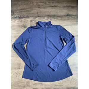 EUC Womens Under Armour‎ fitted heat gear blue long sleeve 1/4 zip pullover SZ S